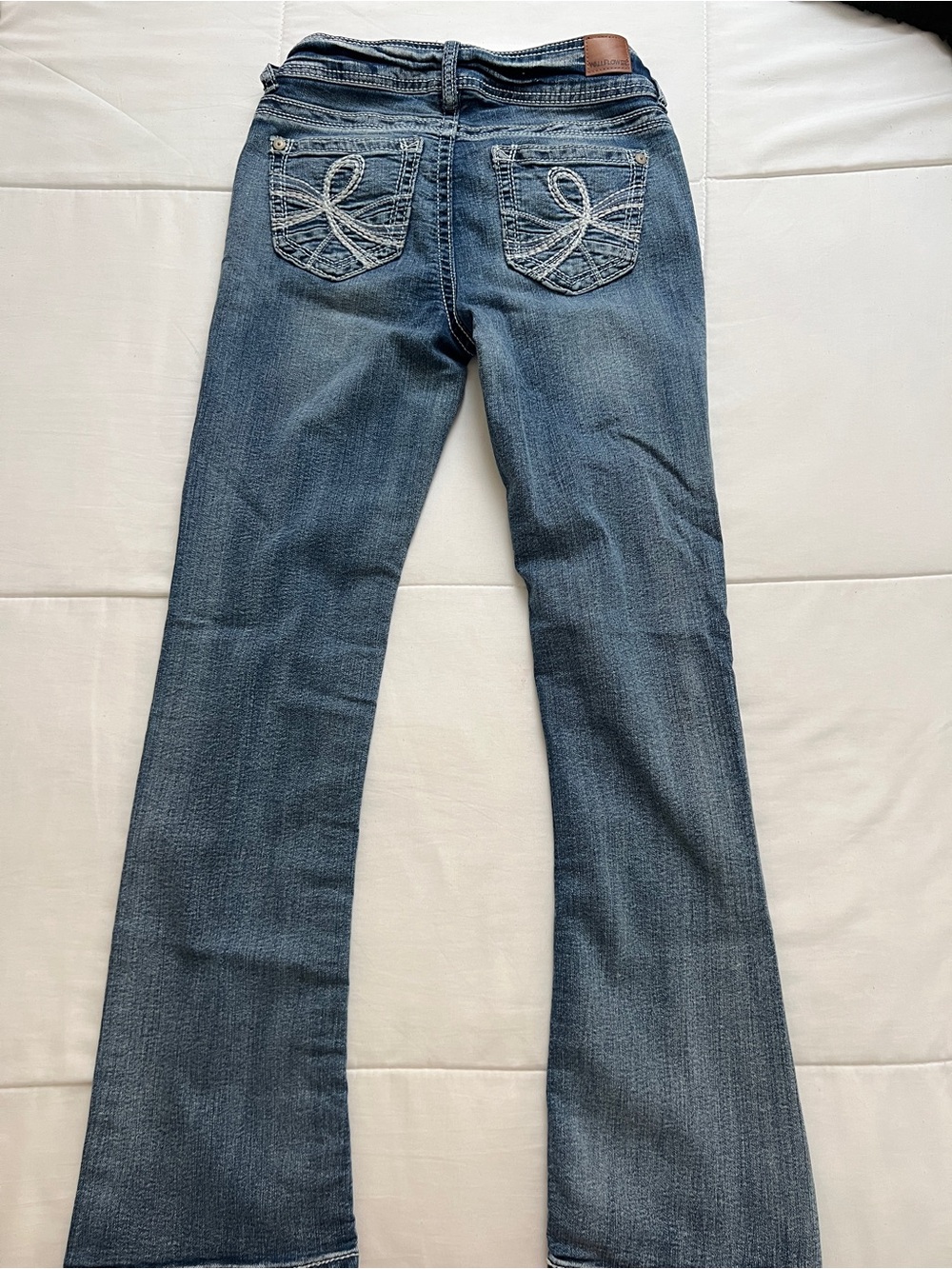 VINTAGE Y2K WallFlower Luscious Curvy Bling Bootcut Thick Stitch Flare Jeans